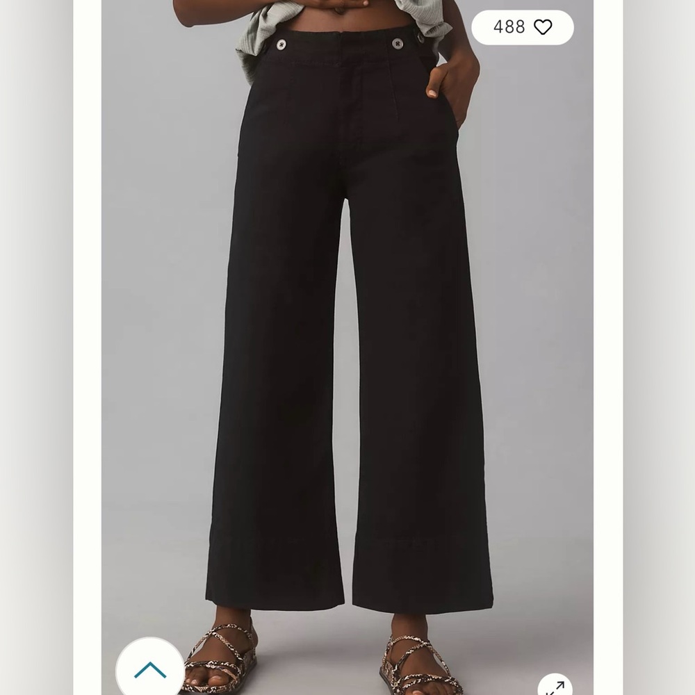Pilcro/Anthropologie Crop Wide Leg Black Chinos Size 31. NWT
